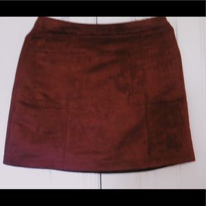 velvet-like maroon skirt